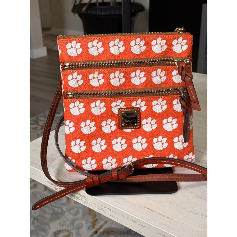 Dooney & Bourke Clemson Tigers Orange Paw Print Crosssbody Handbag